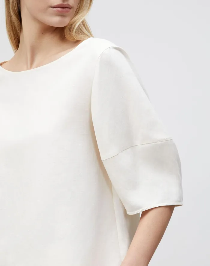 Women Lafayette 148 New York Blouses and Shirts PlusSize Cait Blouse In Coastal Cloth Alabaster