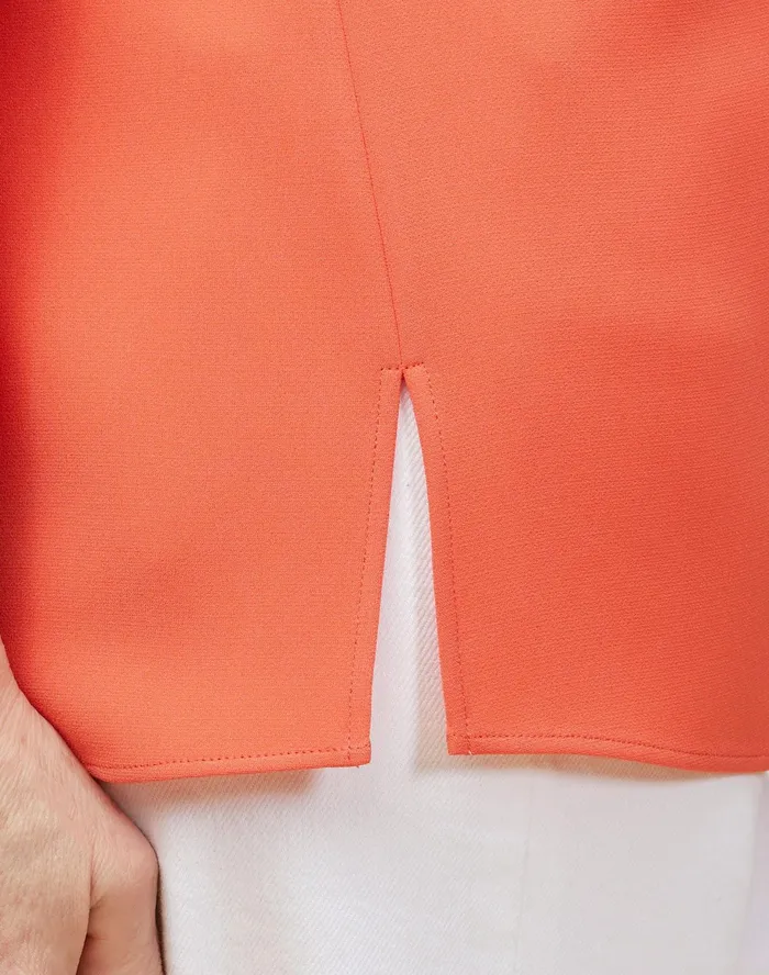 Women Lafayette 148 New York Blouses and Shirts PlusSize Darby Blouse In Finesse Crepe Vibrant Persimmon