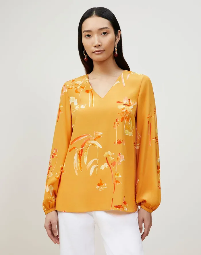 Women Lafayette 148 New York Blouses and Shirts PlusSize Melba Blouse In Oasis Print Silk Tuscan Orange Multi Women Lafayette 148 New York Blouses and Shirts PlusSize Melba Blouse In Oasis Print Silk Tuscan Orange Multi