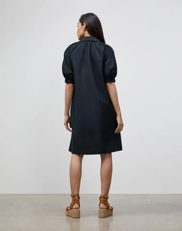 Women Lafayette 148 New York Dresses Brennan Dress In Italian Crafted Taffeta Black