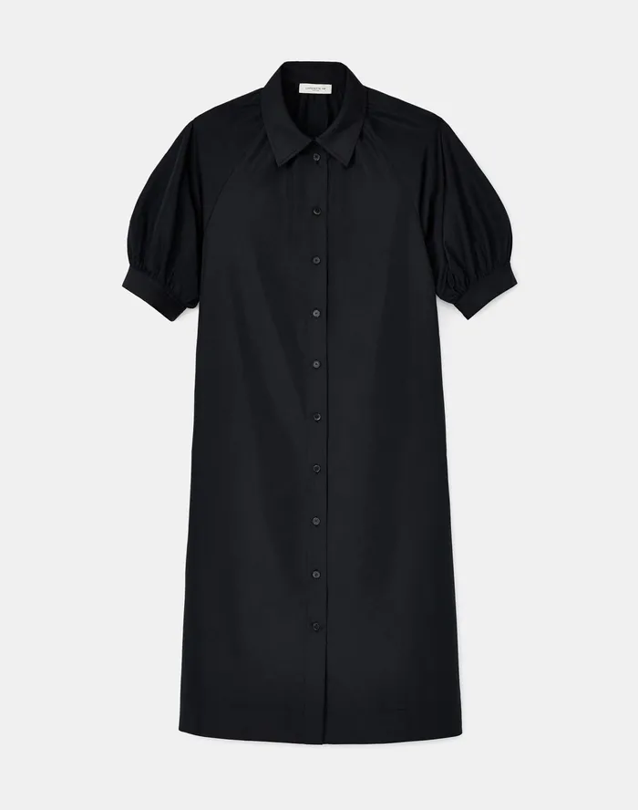 Women Lafayette 148 New York Dresses Brennan Dress In Italian Crafted Taffeta Black