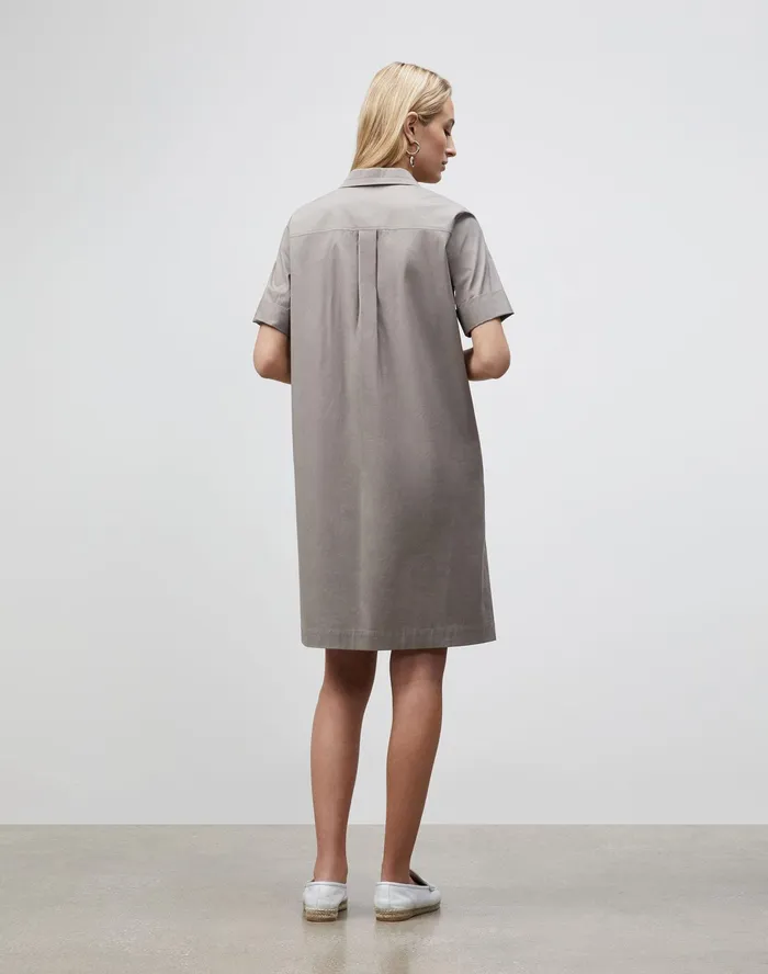 Women Lafayette 148 New York Dresses Conroy Dress In Classic Stretch Cotton Mink Grey