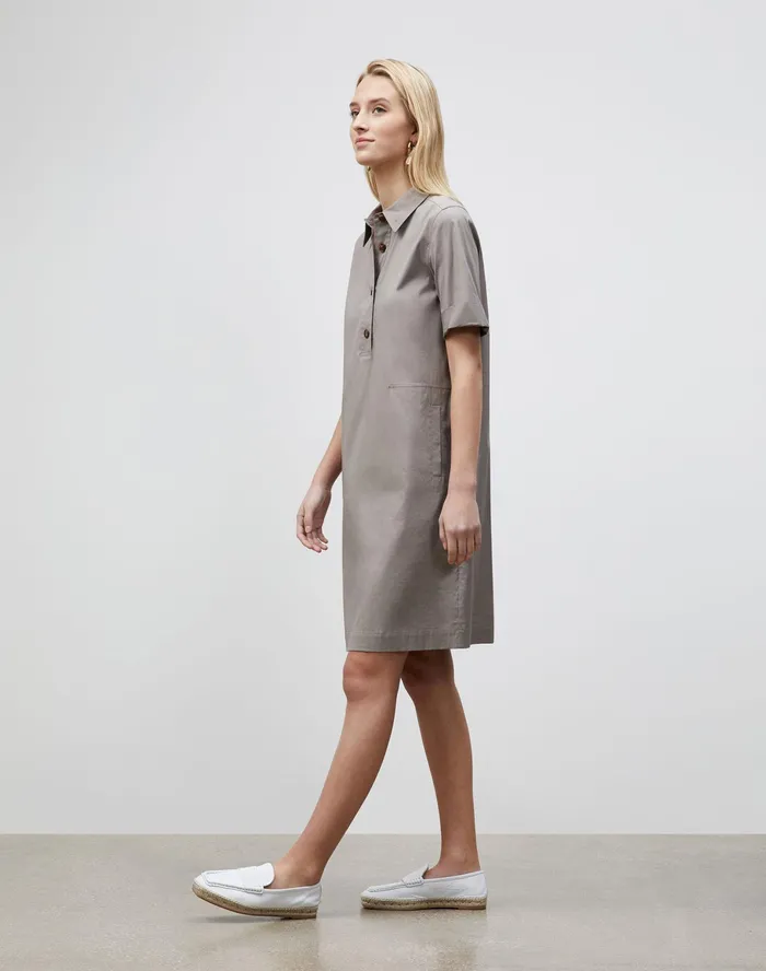 Women Lafayette 148 New York Dresses Conroy Dress In Classic Stretch Cotton Mink Grey