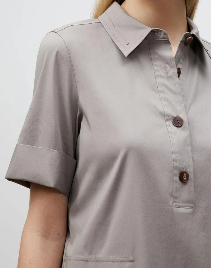 Women Lafayette 148 New York Dresses Conroy Dress In Classic Stretch Cotton Mink Grey