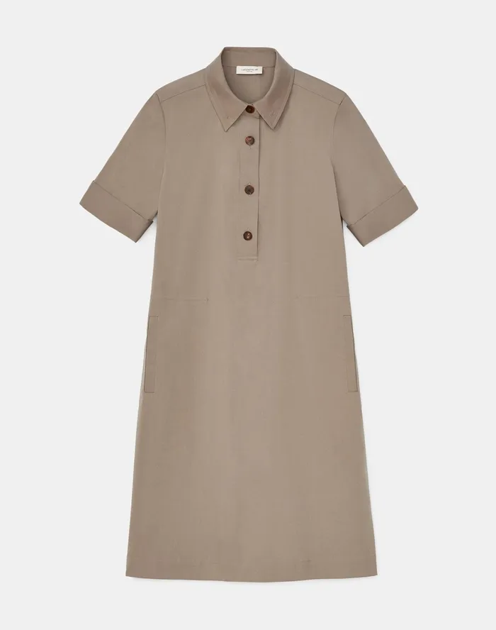 Women Lafayette 148 New York Dresses Conroy Dress In Classic Stretch Cotton Mink Grey