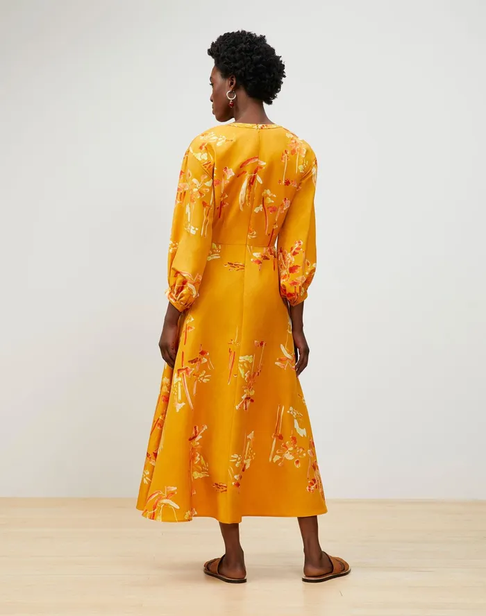 Women Lafayette 148 New York Dresses Leona Dress In Oasis Print Coastal Cloth Tuscan Orange Multi