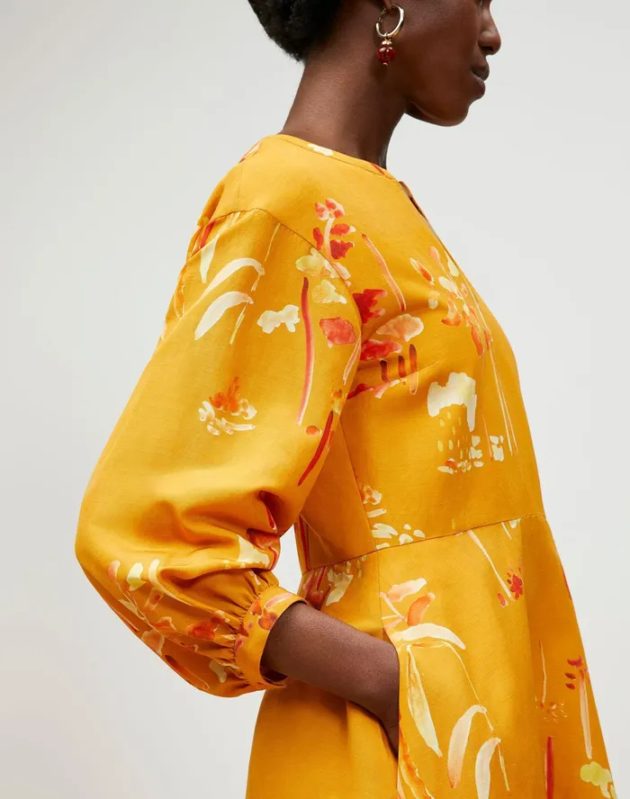 Women Lafayette 148 New York Dresses Leona Dress In Oasis Print Coastal Cloth Tuscan Orange Multi