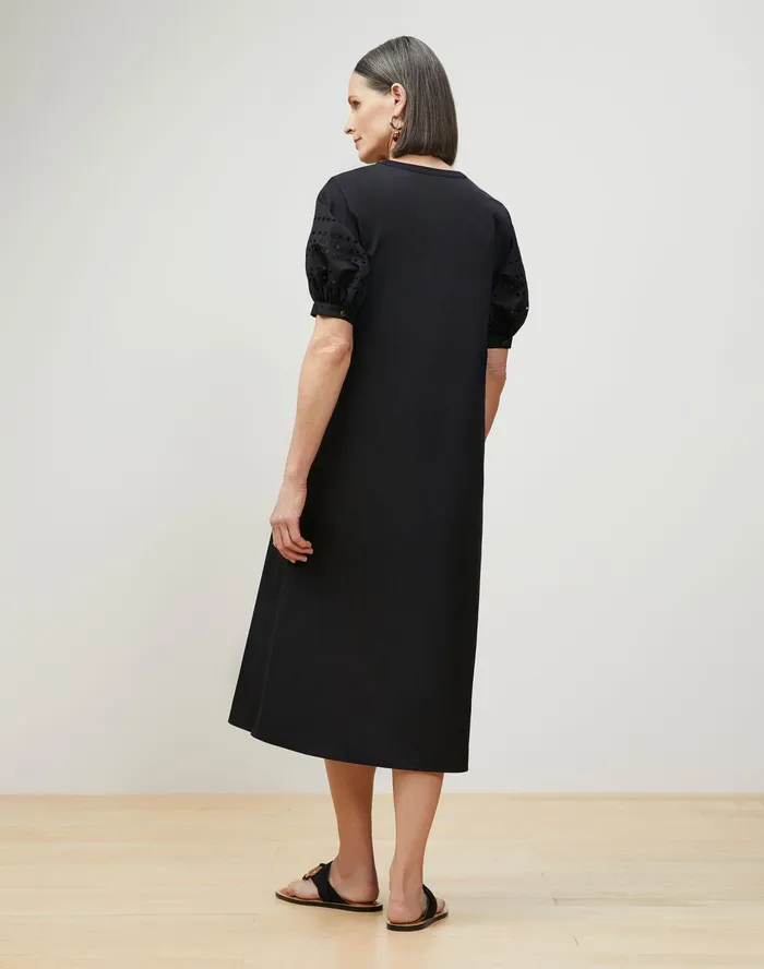 Women Lafayette 148 New York Dresses Miriam Midi Dress In Italian Sculpted Kindcotton Black