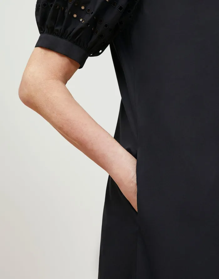 Women Lafayette 148 New York Dresses Miriam Midi Dress In Italian Sculpted Kindcotton Black