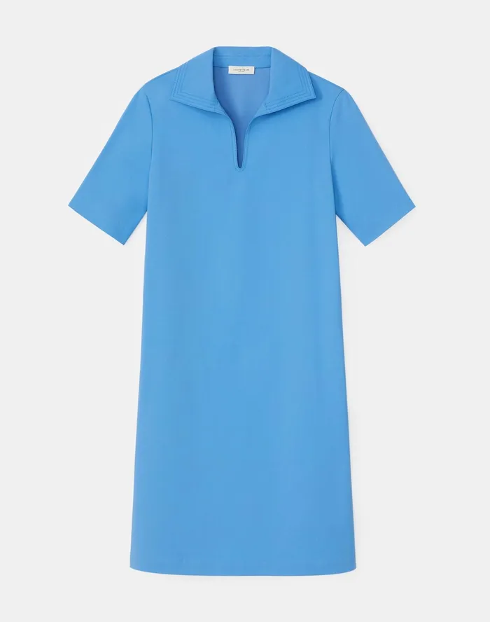 Women Lafayette 148 New York Dresses Petite Andie Dress In Fundamental BiStretch Bluebell