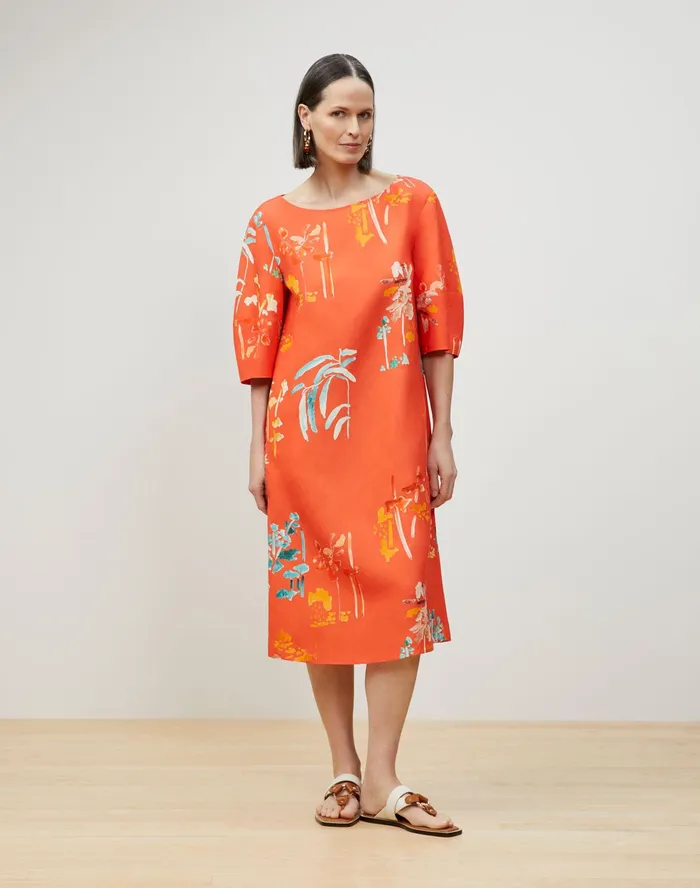 Women Lafayette 148 New York Dresses PlusSize Cait Midi Dress In Oasis Print Coastal Cloth Vibrant Persimmon Multi Women Lafayette 148 New York Dresses PlusSize Cait Midi Dress In Oasis Print Coastal Cloth Vibrant Persimmon Multi