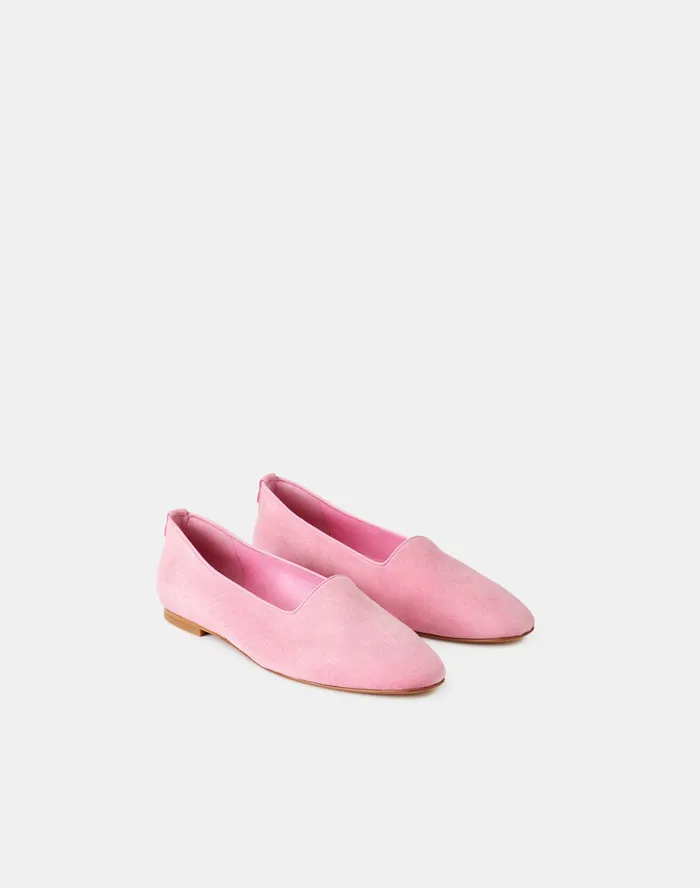 Women Lafayette 148 New York Flats Georgine Icon Loafer In Suede Dahlia