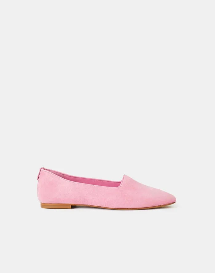 Women Lafayette 148 New York Flats Georgine Icon Loafer In Suede Dahlia