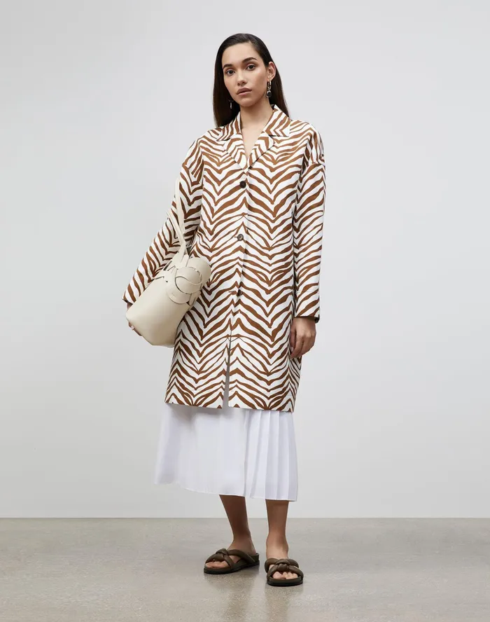 Women Lafayette 148 New York Jackets and Blazers Petite Myer Coat In Zevron Print Cotton Pique Cloud Multi Women Lafayette 148 New York Jackets and Blazers Petite Myer Coat In Zevron Print Cotton Pique Cloud Multi