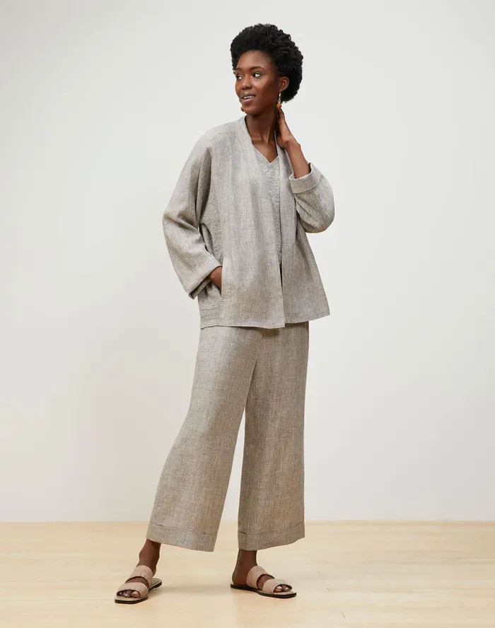 Women Lafayette 148 New York Jackets and Blazers PlusSize Shiloh Jacket In Italian Kindlinen Mlange Driftwood Melange