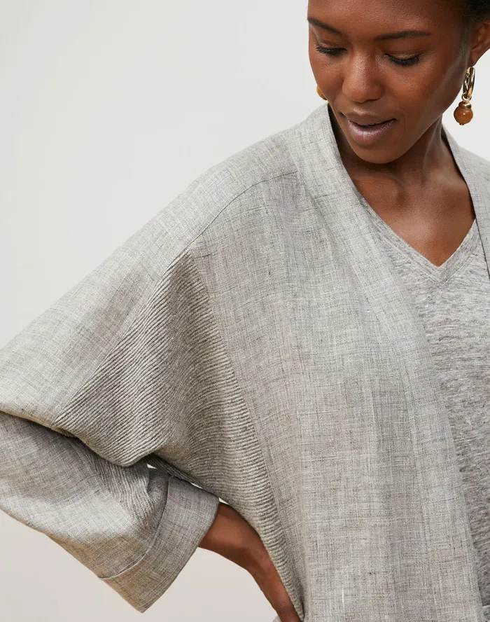 Women Lafayette 148 New York Jackets and Blazers PlusSize Shiloh Jacket In Italian Kindlinen Mlange Driftwood Melange