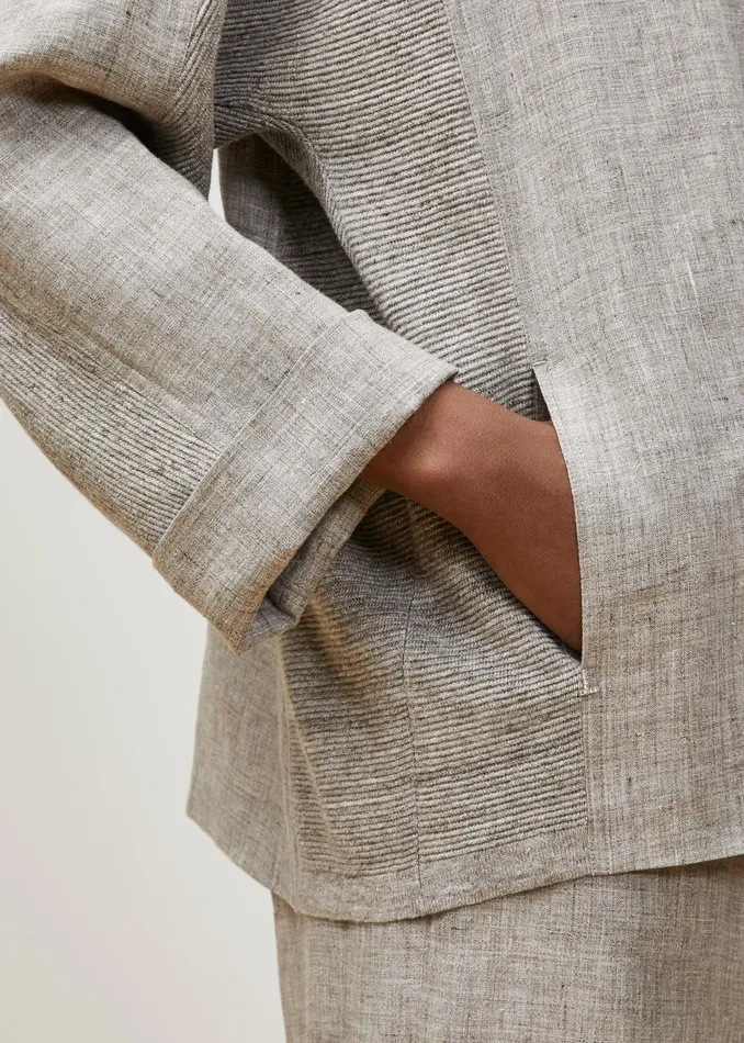 Women Lafayette 148 New York Jackets and Blazers PlusSize Shiloh Jacket In Italian Kindlinen Mlange Driftwood Melange