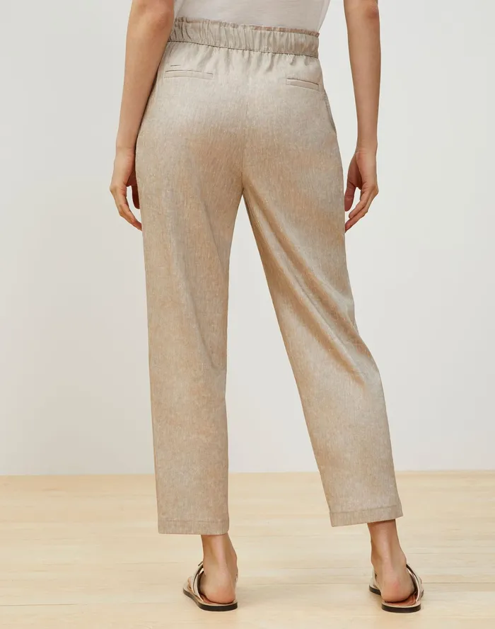 Women Lafayette 148 New York Pants and Shorts Ashland Cropped Pant In Aria Linen Smoked Taupe Melange