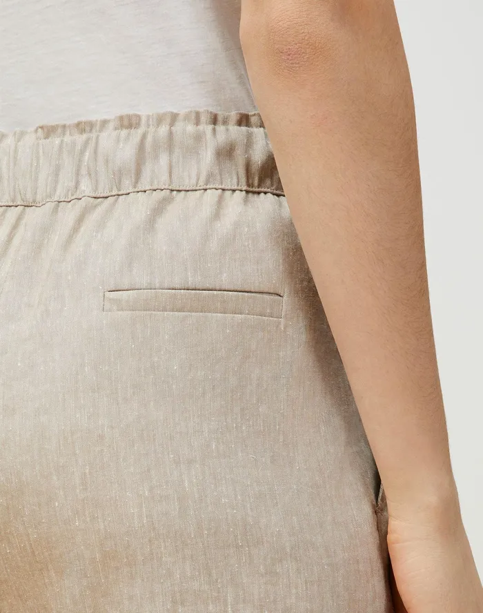 Women Lafayette 148 New York Pants and Shorts Ashland Cropped Pant In Aria Linen Smoked Taupe Melange