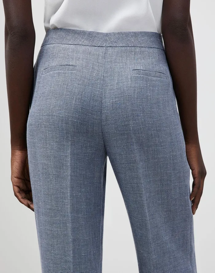 Women Lafayette 148 New York Pants and Shorts Dalton Pant In Italian LinenVirgin Wool Bluestone Multi