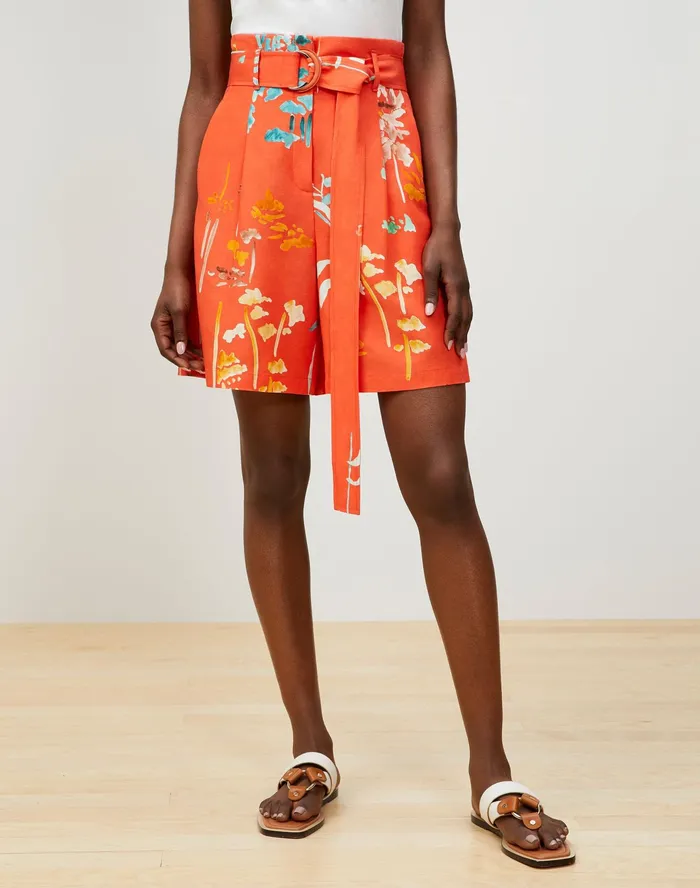 Women Lafayette 148 New York Pants and Shorts Degraw Short In Oasis Print Coastal Cloth Vibrant Persimmon Multi Women Lafayette 148 New York Pants and Shorts Degraw Short In Oasis Print Coastal Cloth Vibrant Persimmon Multi