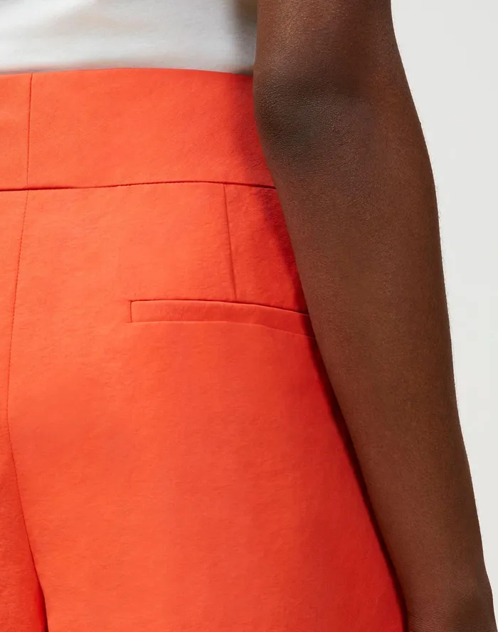 Women Lafayette 148 New York Pants and Shorts Leroy Short In Tactile Italian Cotton Vibrant Persimmon