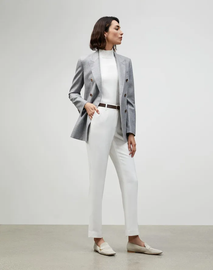 Women Lafayette 148 New York Pants and Shorts Petite Finesse Crepe Clinton Pant Cloud