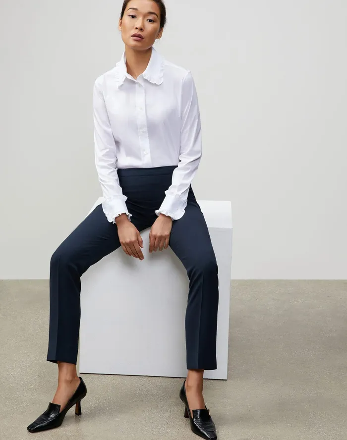 Women Lafayette 148 New York Pants and Shorts PlusSize Finesse Crepe Front Zip Ankle Length Pant Ink