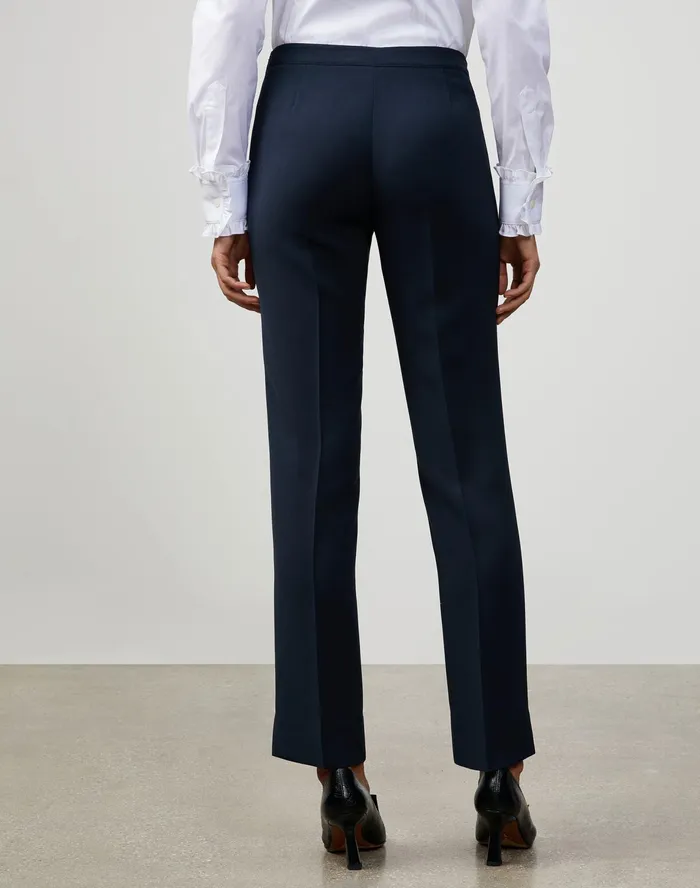 Women Lafayette 148 New York Pants and Shorts PlusSize Finesse Crepe Front Zip Ankle Length Pant Ink