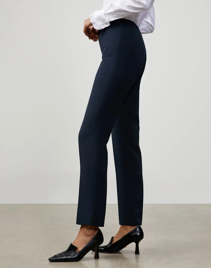Women Lafayette 148 New York Pants and Shorts PlusSize Finesse Crepe Front Zip Ankle Length Pant Ink