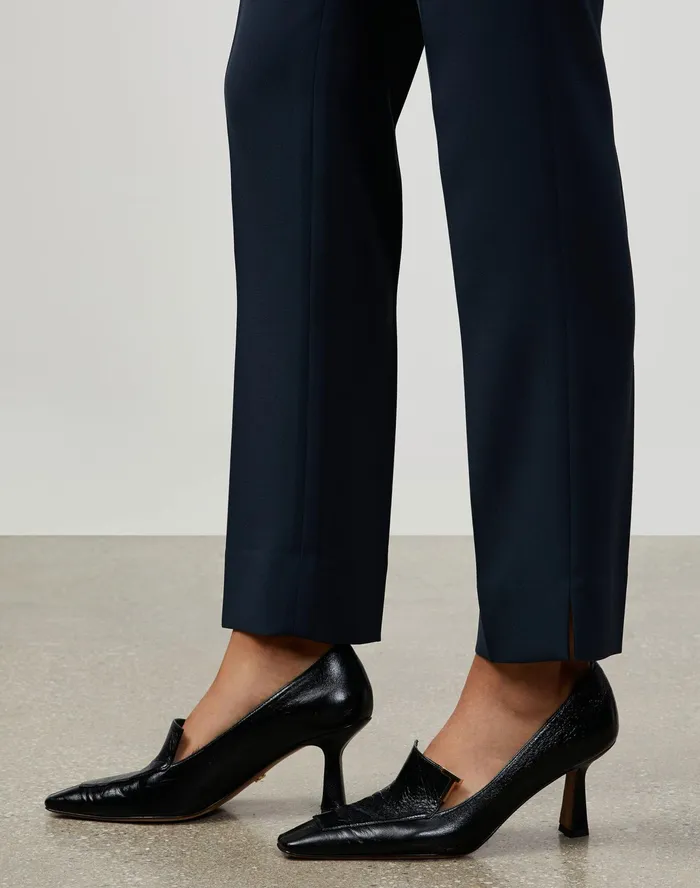 Women Lafayette 148 New York Pants and Shorts PlusSize Finesse Crepe Front Zip Ankle Length Pant Ink