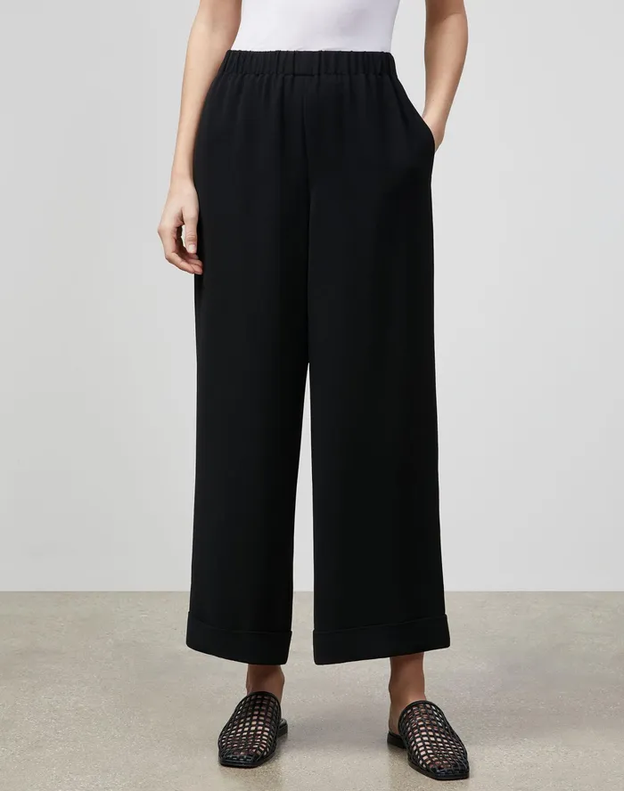 Women Lafayette 148 New York Pants and Shorts Riverside Cuffed Ankle Pant In Finesse Crepe Black Women Lafayette 148 New York Pants and Shorts Riverside Cuffed Ankle Pant In Finesse Crepe Black