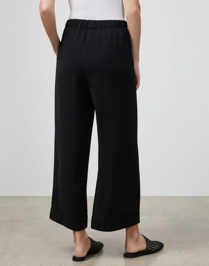 Women Lafayette 148 New York Pants and Shorts Riverside Cuffed Ankle Pant In Finesse Crepe Black