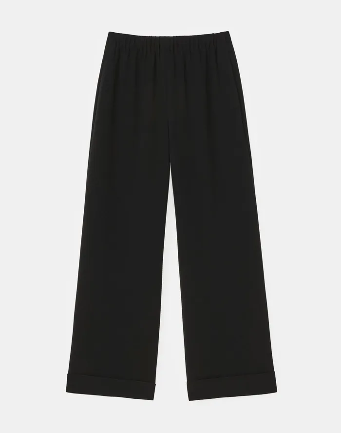 Women Lafayette 148 New York Pants and Shorts Riverside Cuffed Ankle Pant In Finesse Crepe Black