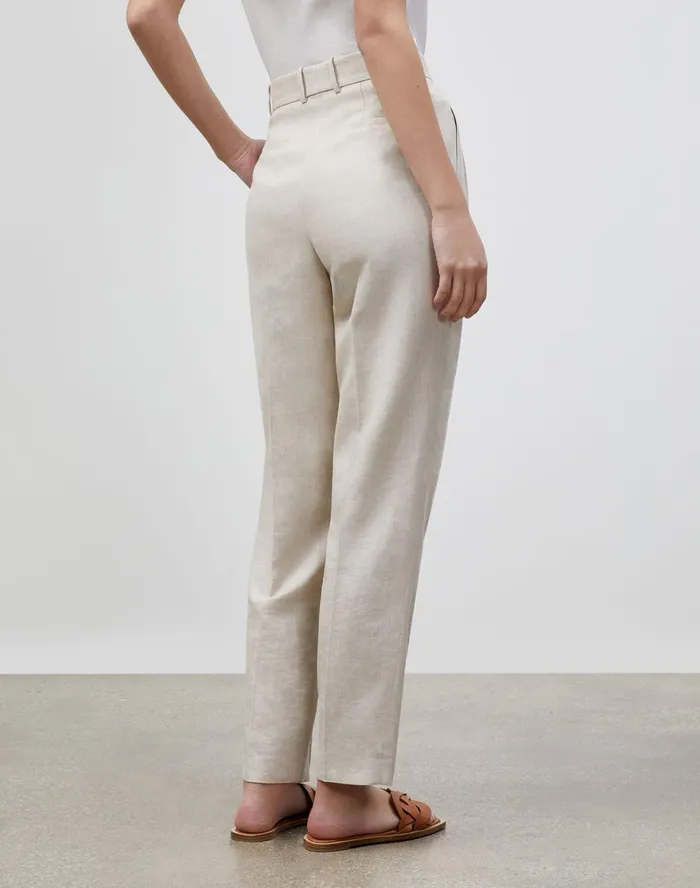 Women Lafayette 148 New York Pants and Shorts Vestry Pant In Vista Italian Weave Oyster Melange