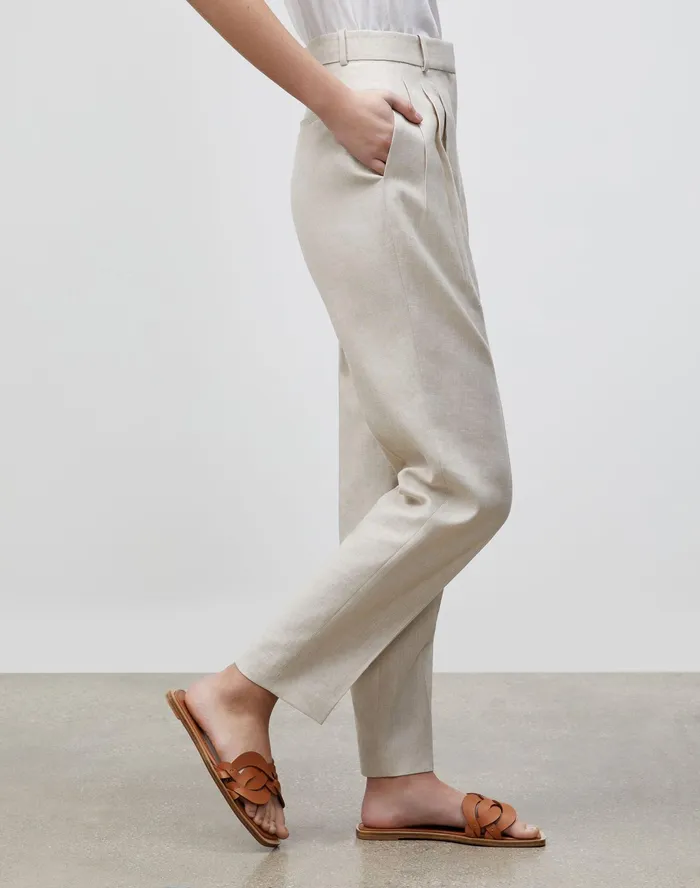 Women Lafayette 148 New York Pants and Shorts Vestry Pant In Vista Italian Weave Oyster Melange
