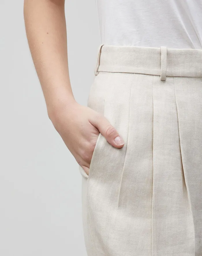 Women Lafayette 148 New York Pants and Shorts Vestry Pant In Vista Italian Weave Oyster Melange