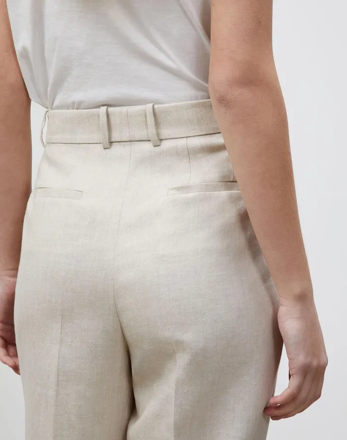 Women Lafayette 148 New York Pants and Shorts Vestry Pant In Vista Italian Weave Oyster Melange