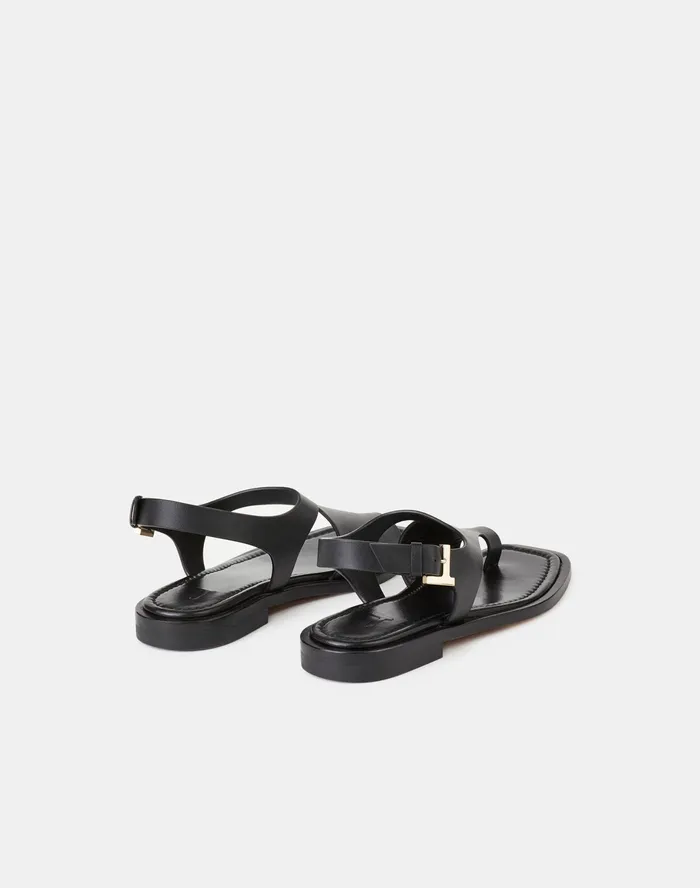 Women Lafayette 148 New York Sandals Celia Icon Flat Sandal In Leather Black