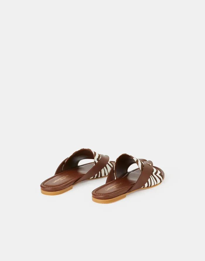 Women Lafayette 148 New York Sandals Iris Icon Sandal In Zevron Print Canvas and Leather Cloud Multi