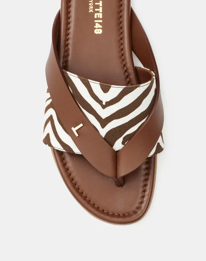 Women Lafayette 148 New York Sandals Iris Icon Sandal In Zevron Print Canvas and Leather Cloud Multi