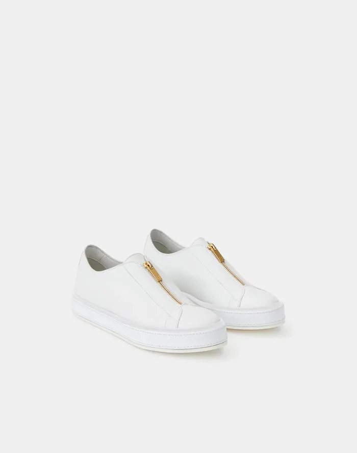 Women Lafayette 148 New York Sneakers Matte Leather Selby Sneaker White1