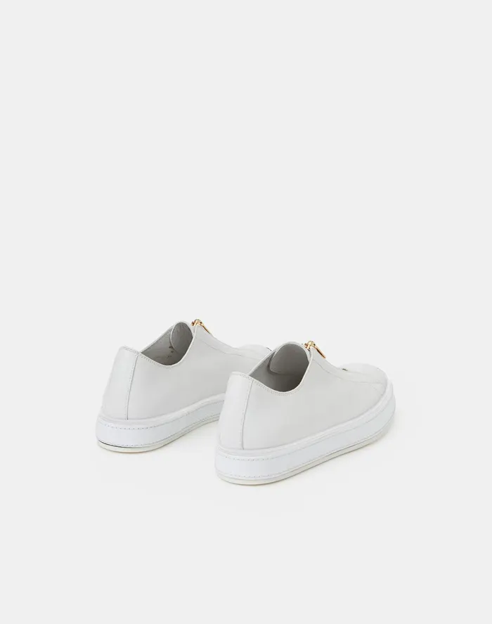 Women Lafayette 148 New York Sneakers Matte Leather Selby Sneaker White1