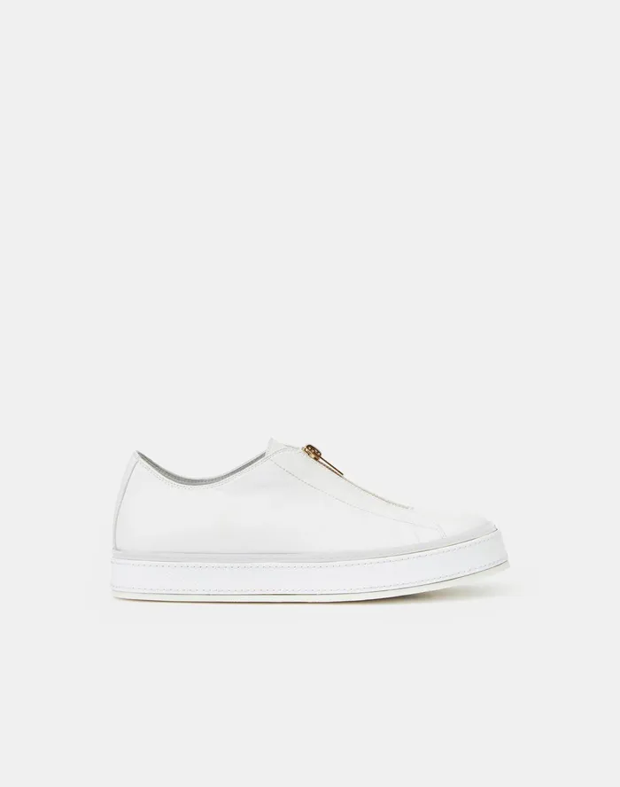Women Lafayette 148 New York Sneakers Matte Leather Selby Sneaker White1