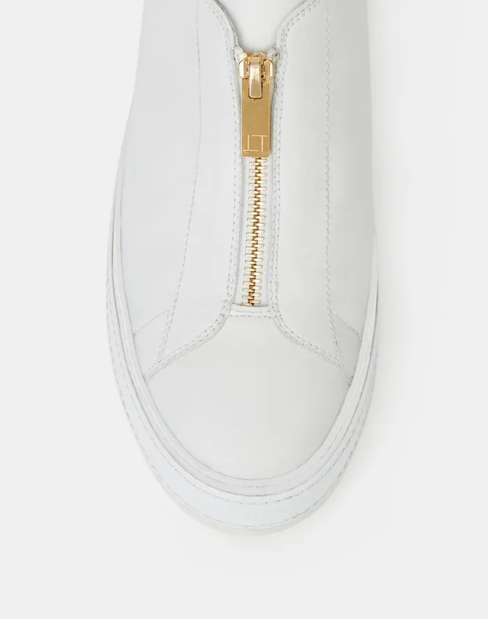Women Lafayette 148 New York Sneakers Matte Leather Selby Sneaker White1
