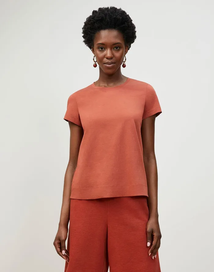 Women Lafayette 148 New York Tops and Tees Modern Tee In Cotton Jersey Chili Red Women Lafayette 148 New York Tops and Tees Modern Tee In Cotton Jersey Chili Red