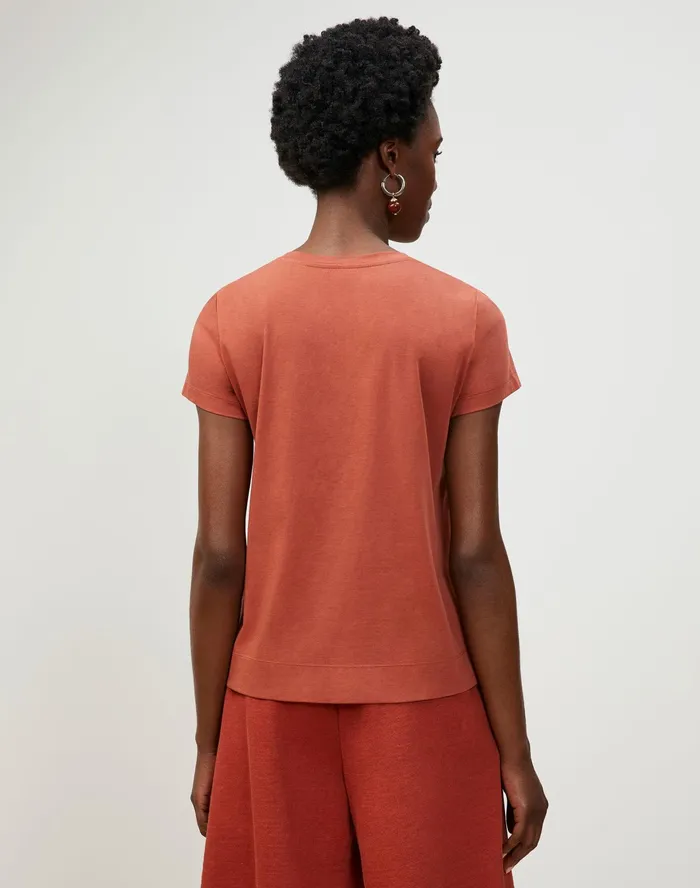 Women Lafayette 148 New York Tops and Tees Modern Tee In Cotton Jersey Chili Red