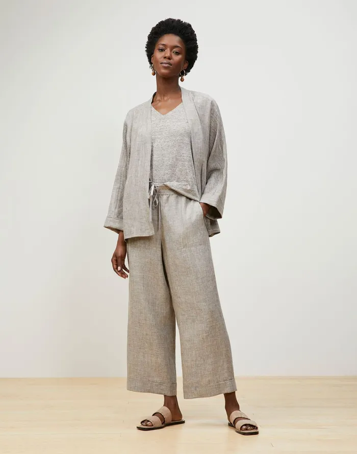 Women Lafayette 148 New York Tops and Tees PlusSize Modern VNeck Tee In Italian Kindlinen Mlange Jersey Driftwood Melange