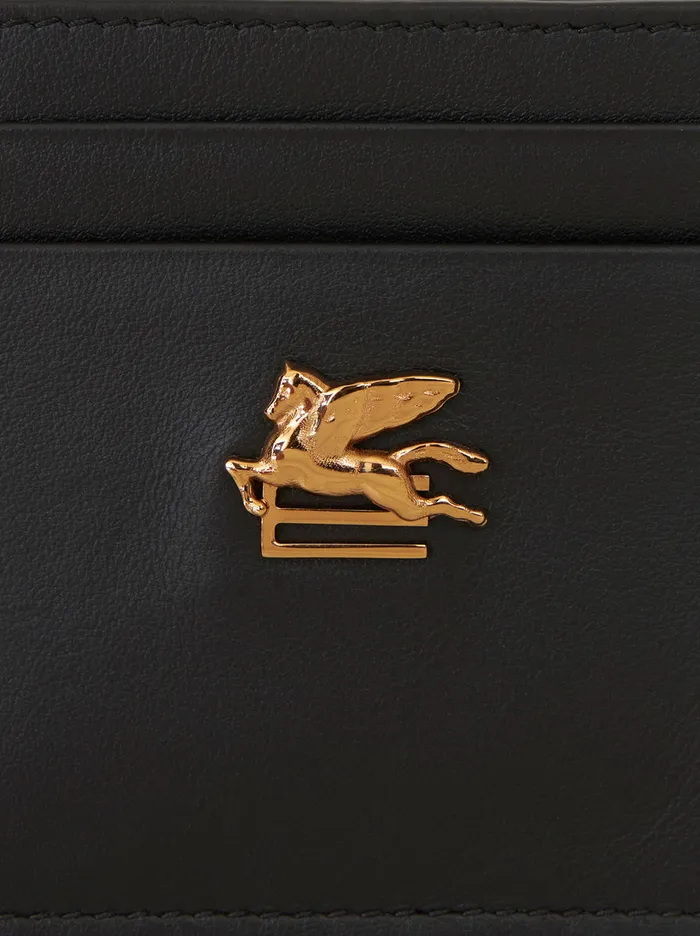 Women Leather Credit Card Holder With Pegaso Etro Wallets And Credit Card Holder