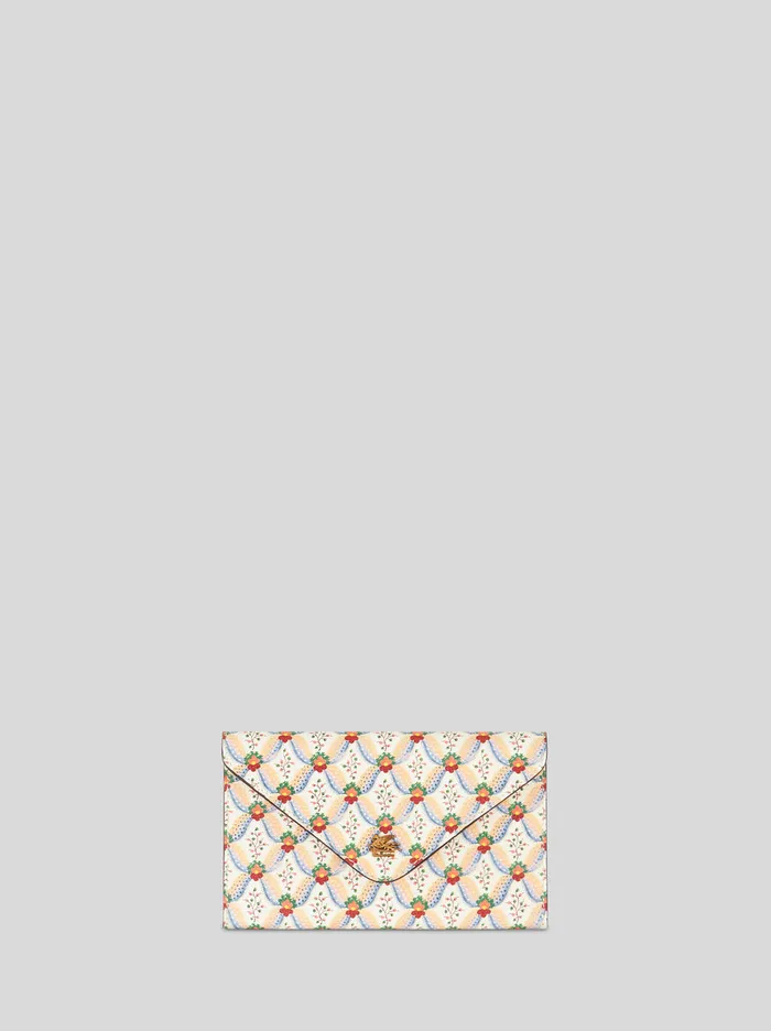 Women Leather Floralia Clutch Bag Etro Necessaire And Pouches